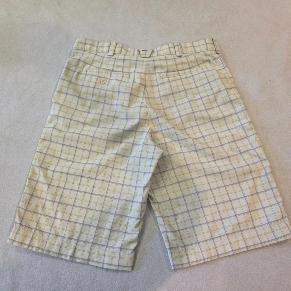 Nike Golf Dri-FIT Plaid Shorts Mens 33 White Grey Yellow 381268-100 Read